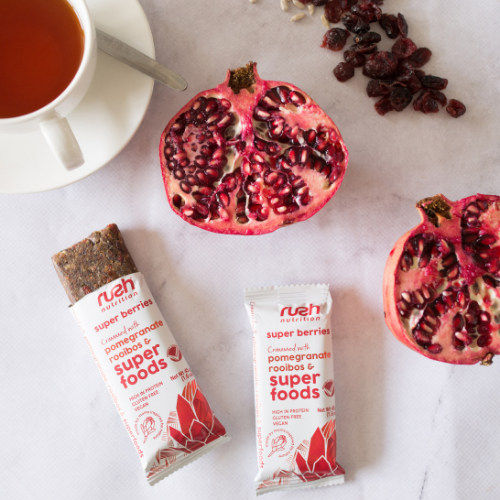 Rush Nutrition product display featuring a healthy snack bar
